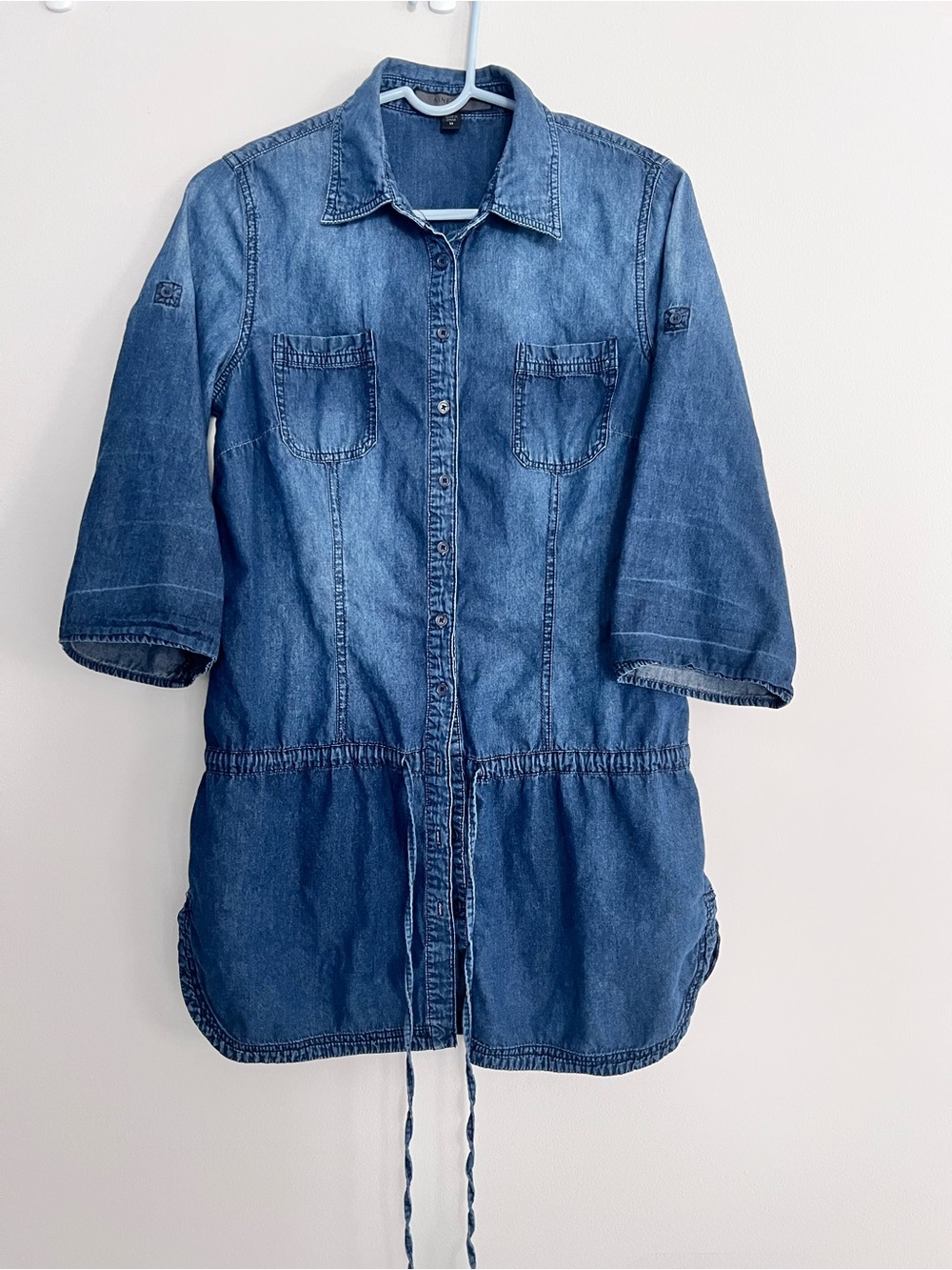 Nine West Indigo Denim Drawstring Shirt Jacket